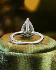 DANIELLA Pear Shaped Moss Agate Engagement Ring
