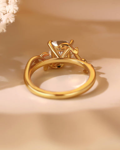TIVONA Cushion Cut Moissanite Vine Inspired Leafy Engagement Ring