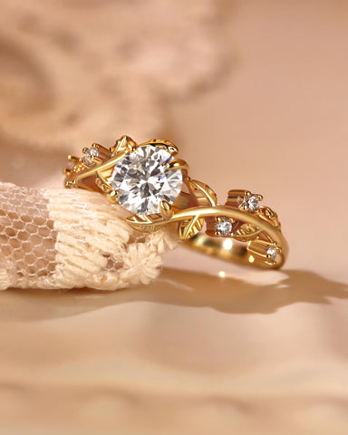 TESS Round Cut Moissanite Vine Fairytale Engagement Ring