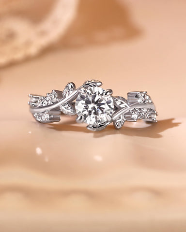TESS Round Cut Moissanite Vine Fairytale Engagement Ring