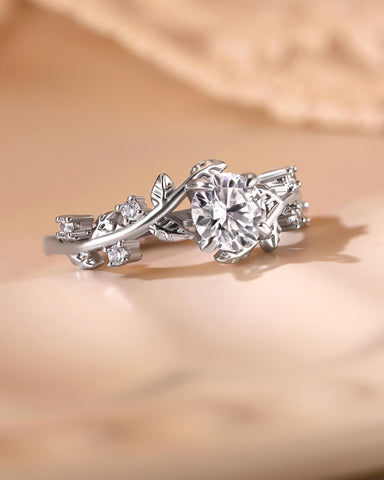 TESS Round Cut Moissanite Vine Fairytale Engagement Ring