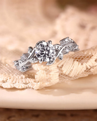TESS Round Cut Moissanite Vine Fairytale Engagement Ring