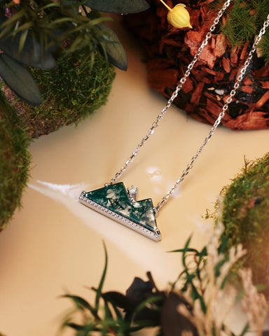 NYMPH Nature Inspired Moss Agate Mountain Necklace