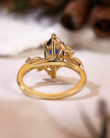 EUGENIA Marquise Cut Sapphire Leafy Nature Inspired Engagement Ring