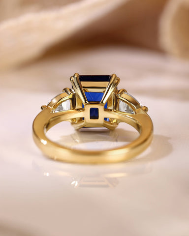 ZOE Three Stone Emerald Cut Sapphire Engagement Ring