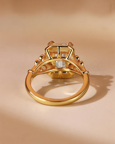 ETHEL Emerald Cut Moissanite Art Deco Engagement Ring