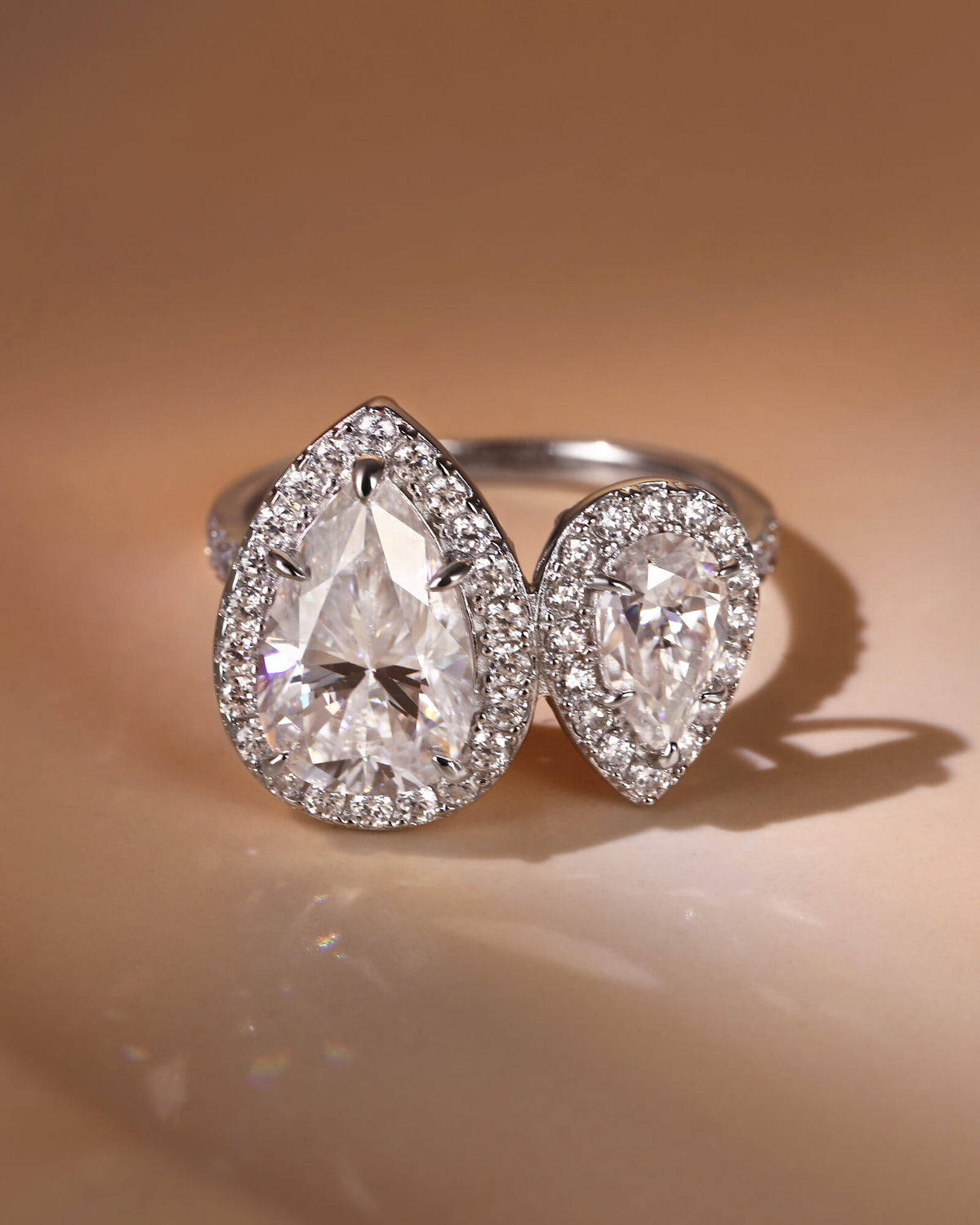 ILLAYNA  Double Halo Pear Cut Moissanite Custom Ring