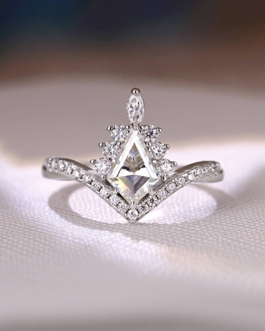 LUX Infinity Kite Cut Moissanite Diamonds Halo Engagement Ring