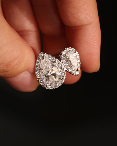 ILLAYNA  Double Halo Pear Cut Moissanite Custom Ring