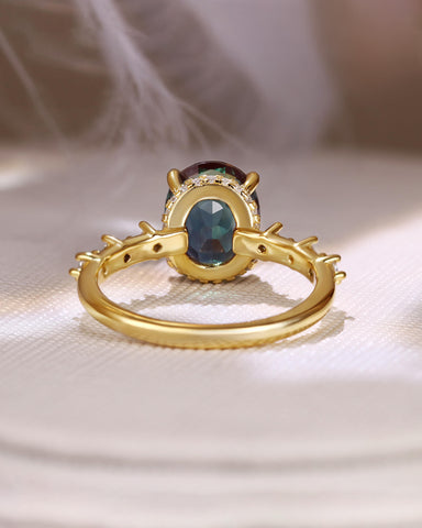 OPHELIA Color Change Oval Cut Alexandrite Engagement Ring