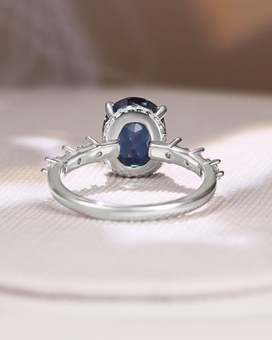 OPHELIA Color Change Oval Cut Alexandrite Engagement Ring