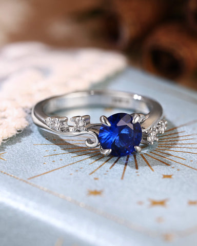 ALTA Ocean Wave Round Cut Sapphire Ring
