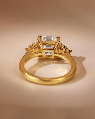 ISALIE Asscher Cut Moissanite Cluster Unique Engagement Ring