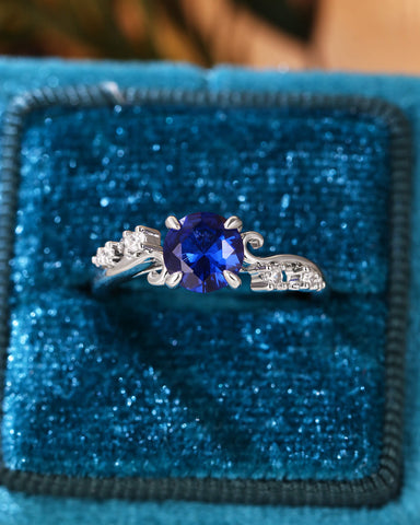 ALTA Ocean Wave Round Cut Sapphire Ring