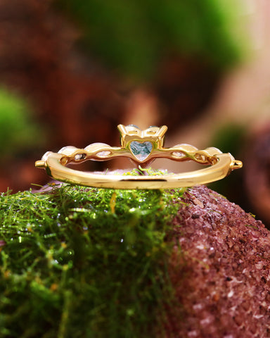 ELORA Heart Moss Agate Nature Inspired Engagement Ring