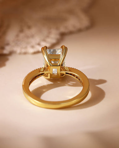 SABRIA Emerald Cut Moissanite Double Claw Engagement Ring