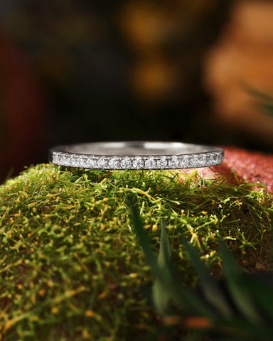 ALICE Moissanite Half Eternity Pavé Wedding Band Stacking Ring