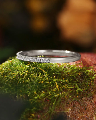 ALICE Moissanite Half Eternity Pavé Wedding Band Stacking Ring