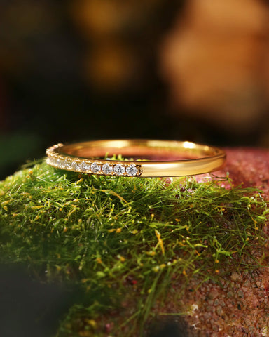 ALICE Moissanite Half Eternity Pavé Wedding Band Stacking Ring