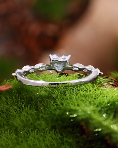 ELORA Heart Moss Agate Nature Inspired Engagement Ring