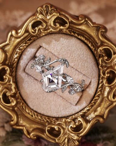 KENDRIA Leaf Vine Twist Kite Cut Moissanite Engagement Ring