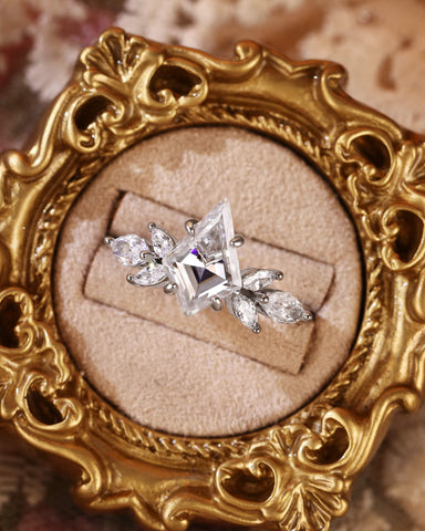 KEZIA Unique Kite Cut Moissanite Diamond Cluster Engagement Ring