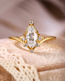 PERINA Marquise Cut Moissanite Unique Engagement Ring