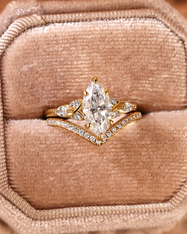 MARIBEL Marquise Cut Moissanite Twist Cluster Bridal Set 2pcs
