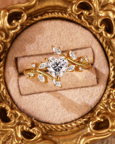 RAMONA Heart Cut Moissanite Branch Leafy Inspired Engagement Ring