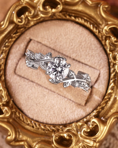 TESS Round Cut Moissanite Vine Fairytale Engagement Ring