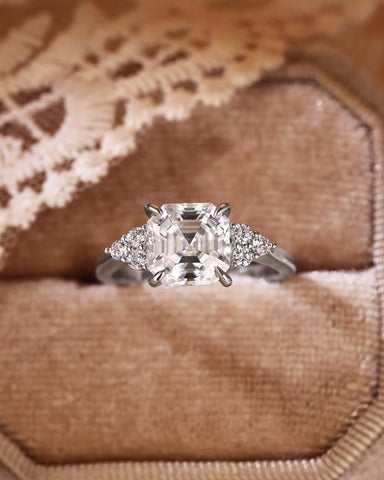 ISALIE Asscher Cut Moissanite Cluster Unique Engagement Ring