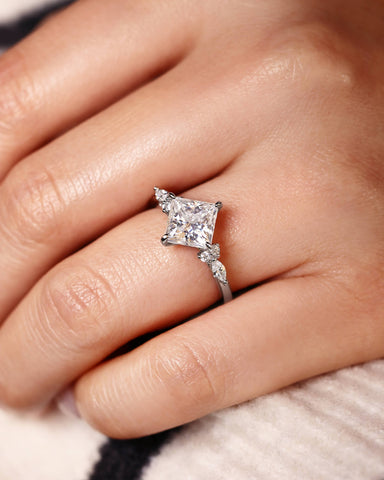 CLEO Three Stone Side Princess Cut Engagement Ring