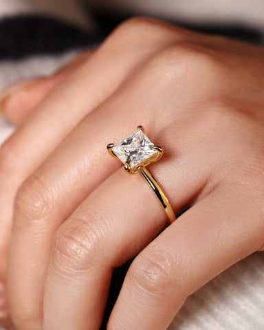 MYRA Princess Cut Solitaire Engagment Ring
