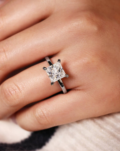 MYRA Princess Cut Solitaire Engagment Ring