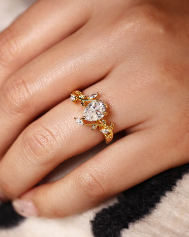 MALI Leaf Vine Pear Cut Engagement Ring