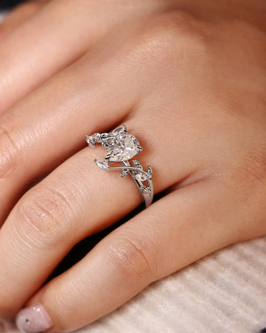 MALI Leaf Vine Pear Cut Engagement Ring