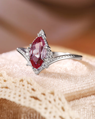 CELESTE Marquise Cut Alexandrite Vintage Engagement Ring