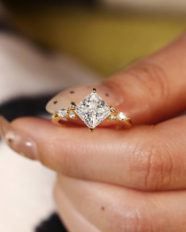 CLEO Three Stone Side Princess Cut Engagement Ring