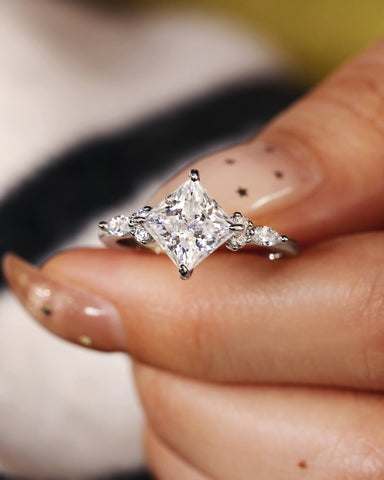 CLEO Three Stone Side Princess Cut Engagement Ring