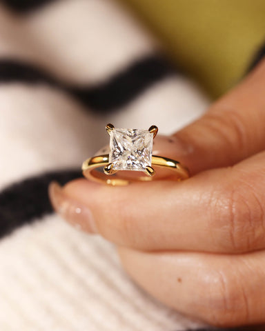 MYRA Princess Cut Solitaire Engagment Ring
