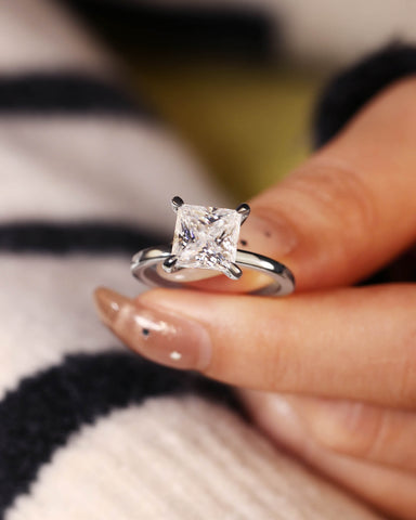 MYRA Princess Cut Solitaire Engagment Ring