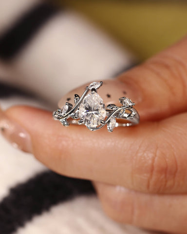 MALI Leaf Vine Pear Cut Engagement Ring