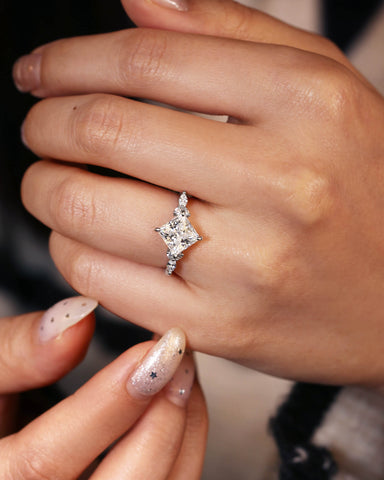 CLEO Three Stone Side Princess Cut Engagement Ring