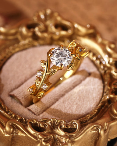 TESS Round Cut Moissanite Vine Fairytale Engagement Ring