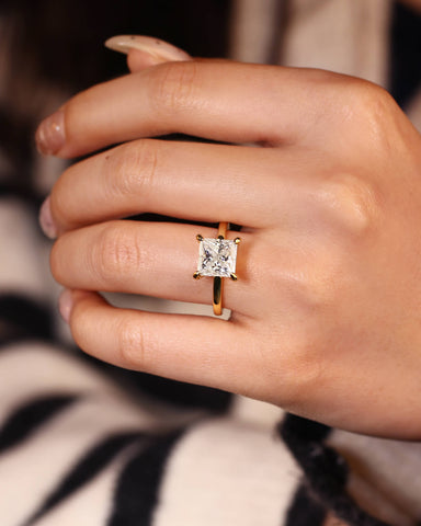 MYRA Princess Cut Solitaire Engagment Ring