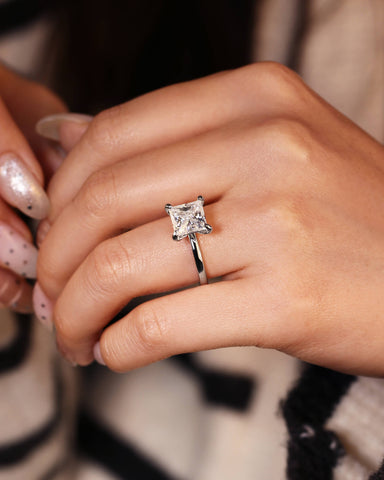 MYRA Princess Cut Solitaire Engagment Ring