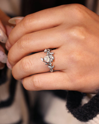 MALI Leaf Vine Pear Cut Engagement Ring