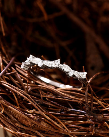 TILIA Moissanite Nature Inspired Leaf Design Wedding Band
