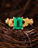 OTTILIE Garden Inspired Emerald Cut Emerald Engagement Ring
