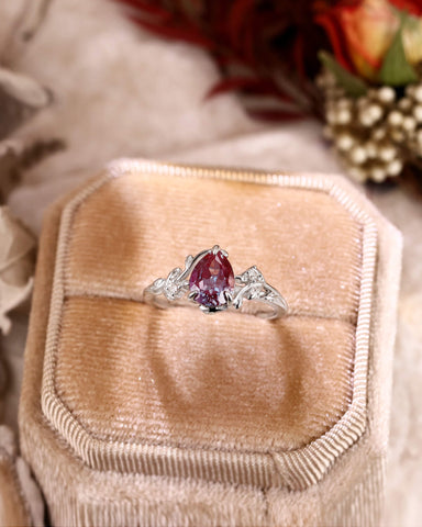 IVY Pear Cut Alexandrite Leaf Vine Promise Ring